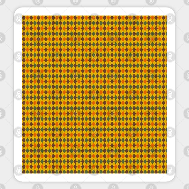 Mustard Yellow Brown Green and Orange Argyle Pattern Diamond Checks Sticker by squeakyricardo